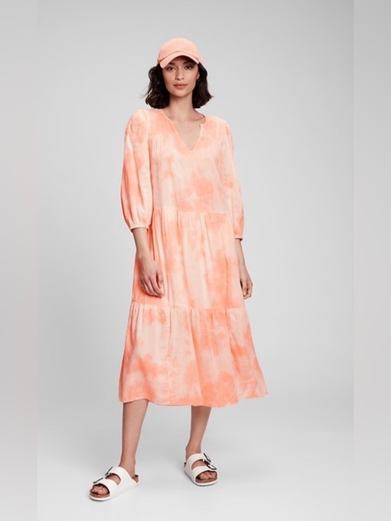 GAP Dresses & Skirts - GAP Cotton Dress L tiered peach ivory